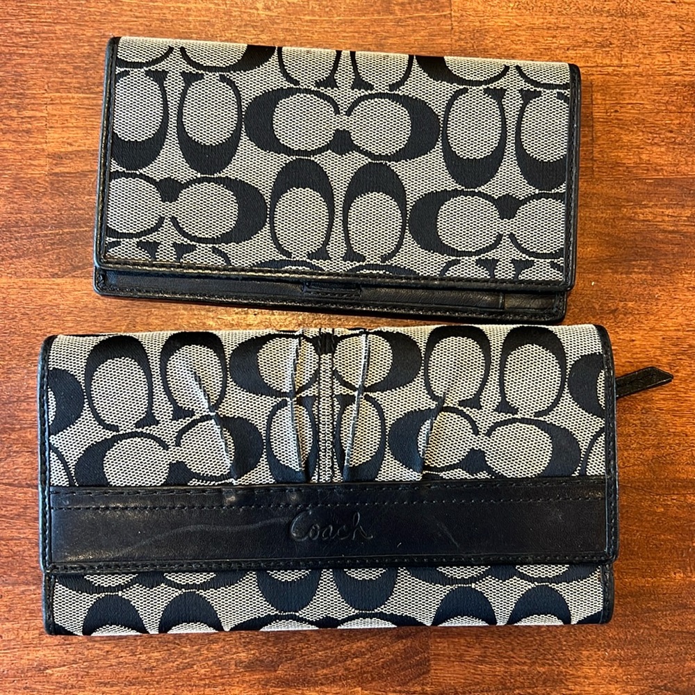 Coach, wallet, and checkbook.